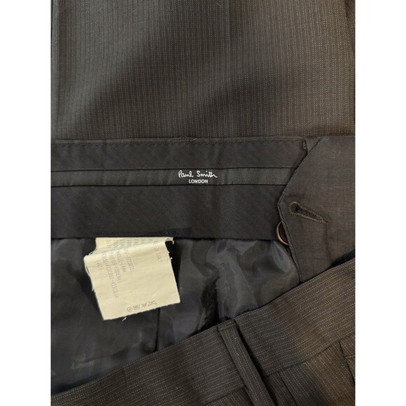 Paul Smith Mens Dress Pants Black Pinstriped Wool Straight Italian Trouser 40x31 - Picture 3 of 10